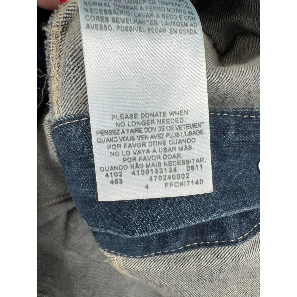 Levis Denim Jacket Mens XL Blue Button Front Faded Distressed Western Casual
